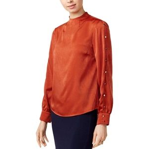 Bar III Womens Mock-Turtleneck Blouse